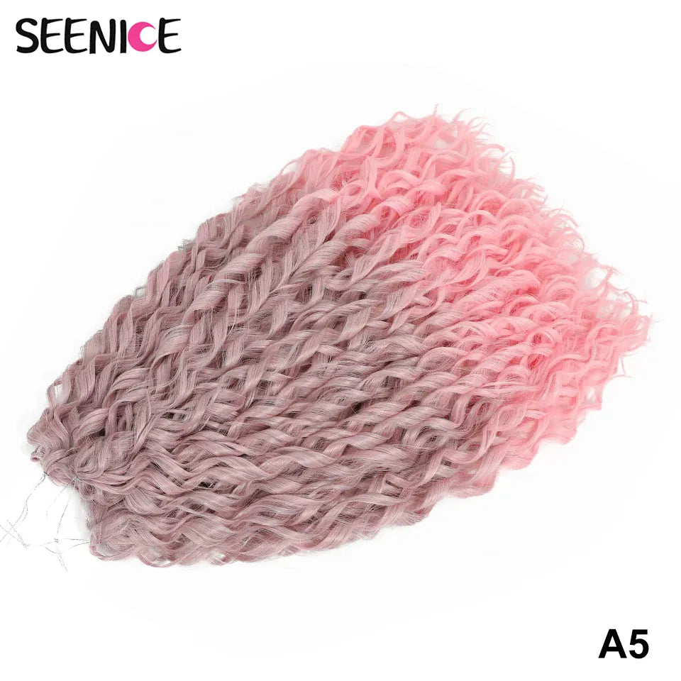 Jessica Synthetic Hair Deep Wave Twist Crochet Hair Braid Afro Curl Ombre Blonde Pink Deep Wavy Braiding Hair Extension ForWomen