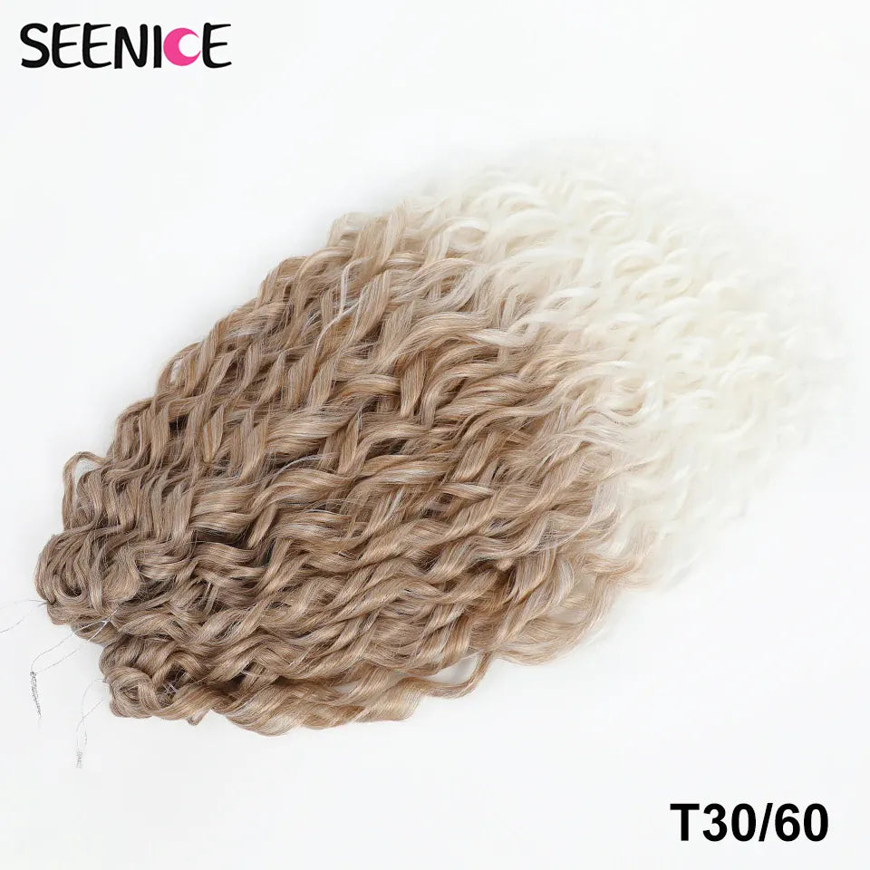 Jessica Synthetic Hair Deep Wave Twist Crochet Hair Braid Afro Curl Ombre Blonde Pink Deep Wavy Braiding Hair Extension ForWomen