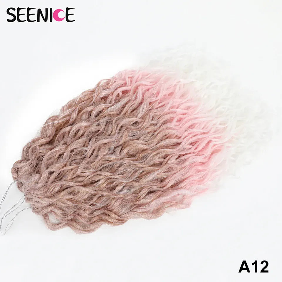 Jessica Synthetic Hair Deep Wave Twist Crochet Hair Braid Afro Curl Ombre Blonde Pink Deep Wavy Braiding Hair Extension ForWomen