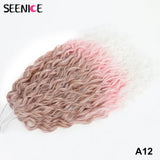 Jessica Synthetic Hair Deep Wave Twist Crochet Hair Braid Afro Curl Ombre Blonde Pink Deep Wavy Braiding Hair Extension ForWomen