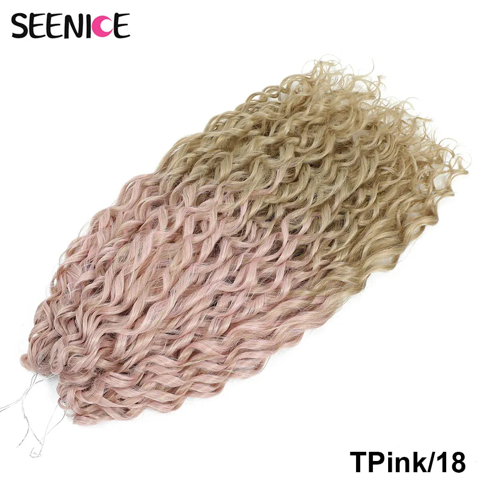 Jessica Synthetic Hair Deep Wave Twist Crochet Hair Braid Afro Curl Ombre Blonde Pink Deep Wavy Braiding Hair Extension ForWomen