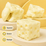 Jumbo Cheese Cube Squishy Fidget Toy, Shapeable Sensory Stress Relief Squeeze Ball