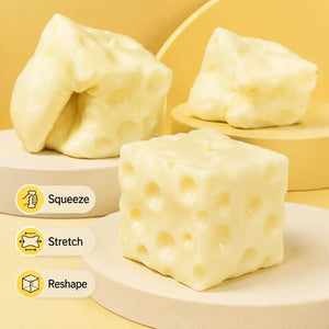 Jumbo Cheese Cube Squishy Fidget Toy, Shapeable Sensory Stress Relief Squeeze Ball