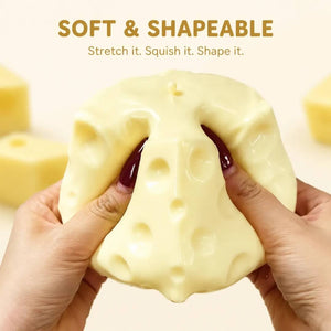 Jumbo Cheese Cube Squishy Fidget Toy, Shapeable Sensory Stress Relief Squeeze Ball