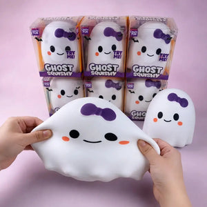 Jumbo Cute Ghost Squishy, Slow-Rising Stress Relief Squeeze Toy with Window Box for Halloween Gifts and Desktop Décor