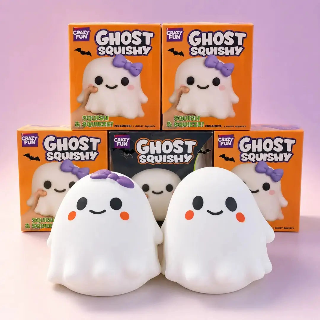 Jumbo Cute Ghost Squishy, Slow-Rising Stress Relief Squeeze Toy with Window Box for Halloween Gifts and Desktop Décor