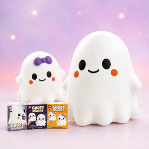 Jumbo Cute Ghost Squishy, Slow-Rising Stress Relief Squeeze Toy with Window Box for Halloween Gifts and Desktop Décor