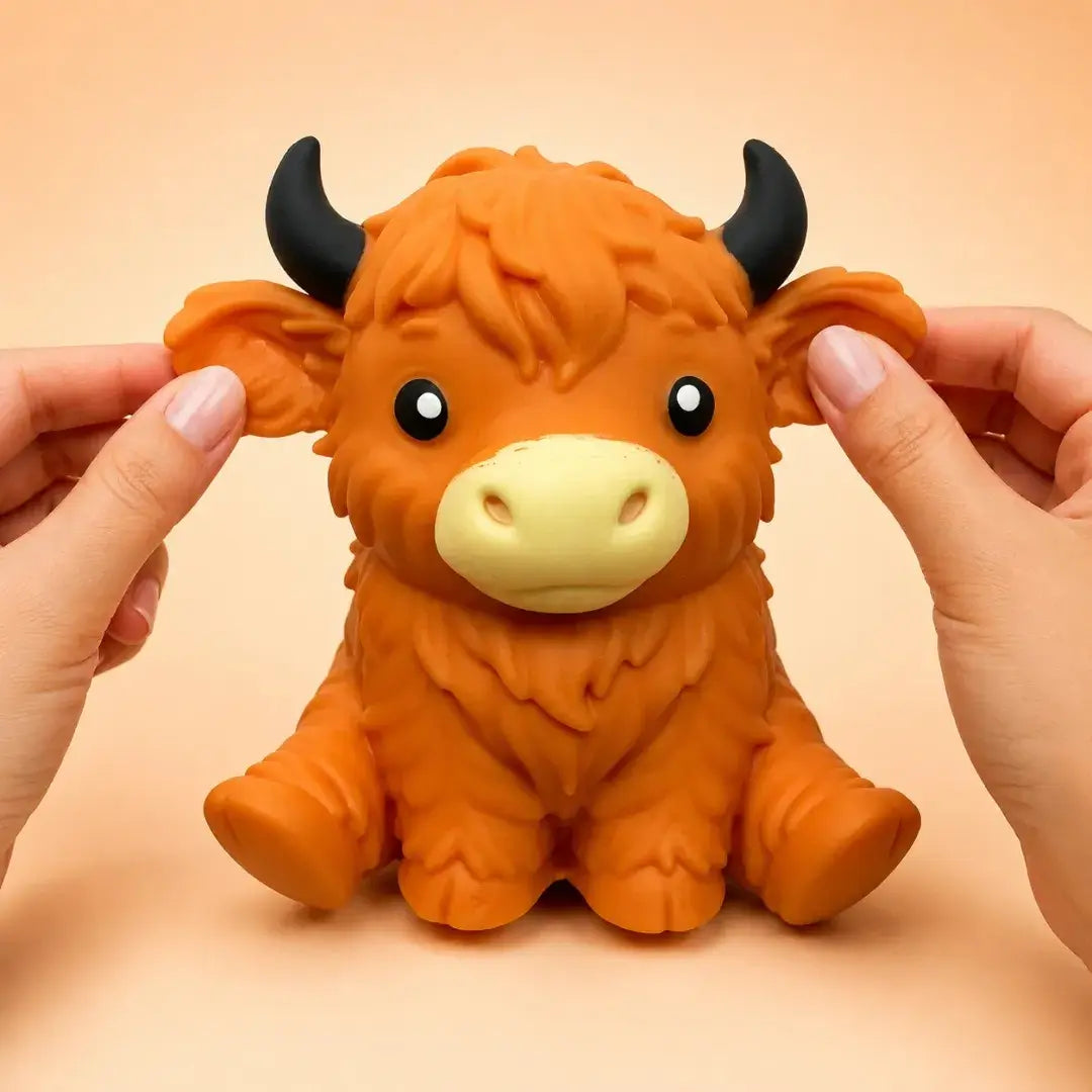 Jumbo Highland Cow Squishy Fidget Toy, Soft Slow Rising Sensory Stress Relief