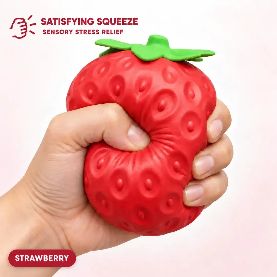 Jumbo Peach Strawberry & Cheese Squishy Toys – Large Slow Rising Sensory Stress Relief Squeeze Toys