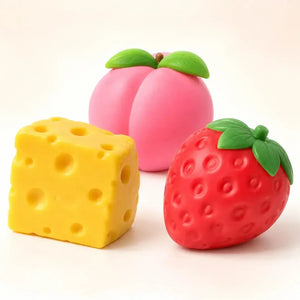 Jumbo Peach Strawberry & Cheese Squishy Toys – Large Slow Rising Sensory Stress Relief Squeeze Toys