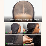 (Kelsie) Burmese Curly Human Hair Wig with Bangs, 7x5 Glueless Lace, Finger Coil Ends, 150% Density