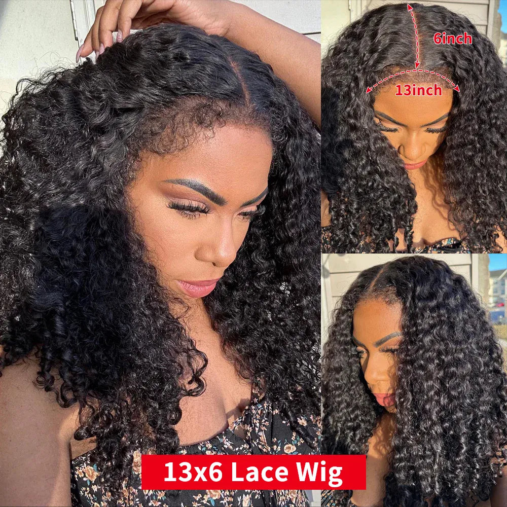 Kinky Curly 13x6 HD Lace Frontal Wig 4C Edges Curly Baby Hair For Women 7x5 Glueless Pre Cut Lace Deep Wave Wigs 100% Human Hair