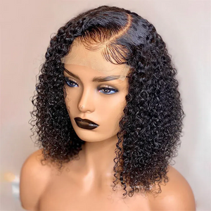 Kinky Curly Bob Short Human Hair Wig Brazilian Human Hair Lace Front Wigs 13x4 Hd Transparent Lace Frontal Closure Wigs