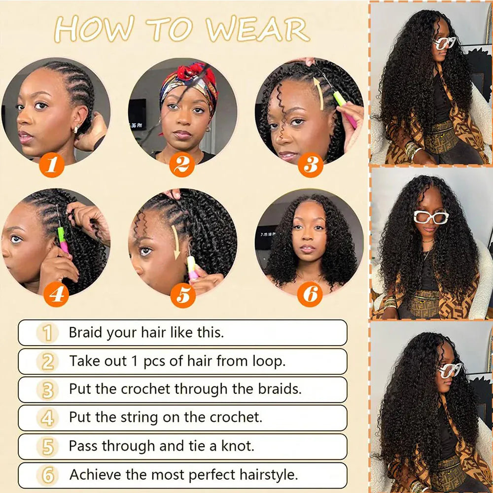 Kinky curly boho braids crochet human hair extensions with pre-separated strands for versatile braiding styles