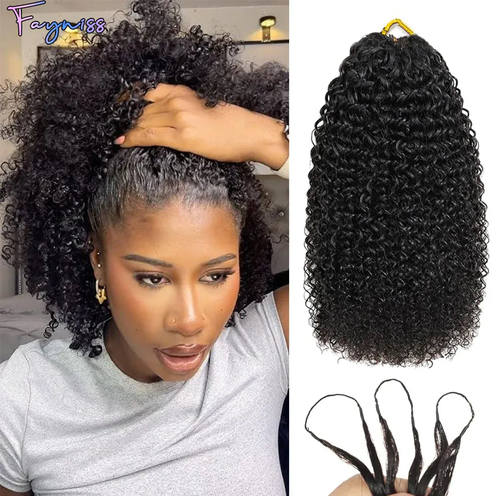 Kinky curly boho braids crochet human hair extensions with pre-separated miracle knots and feathered ends