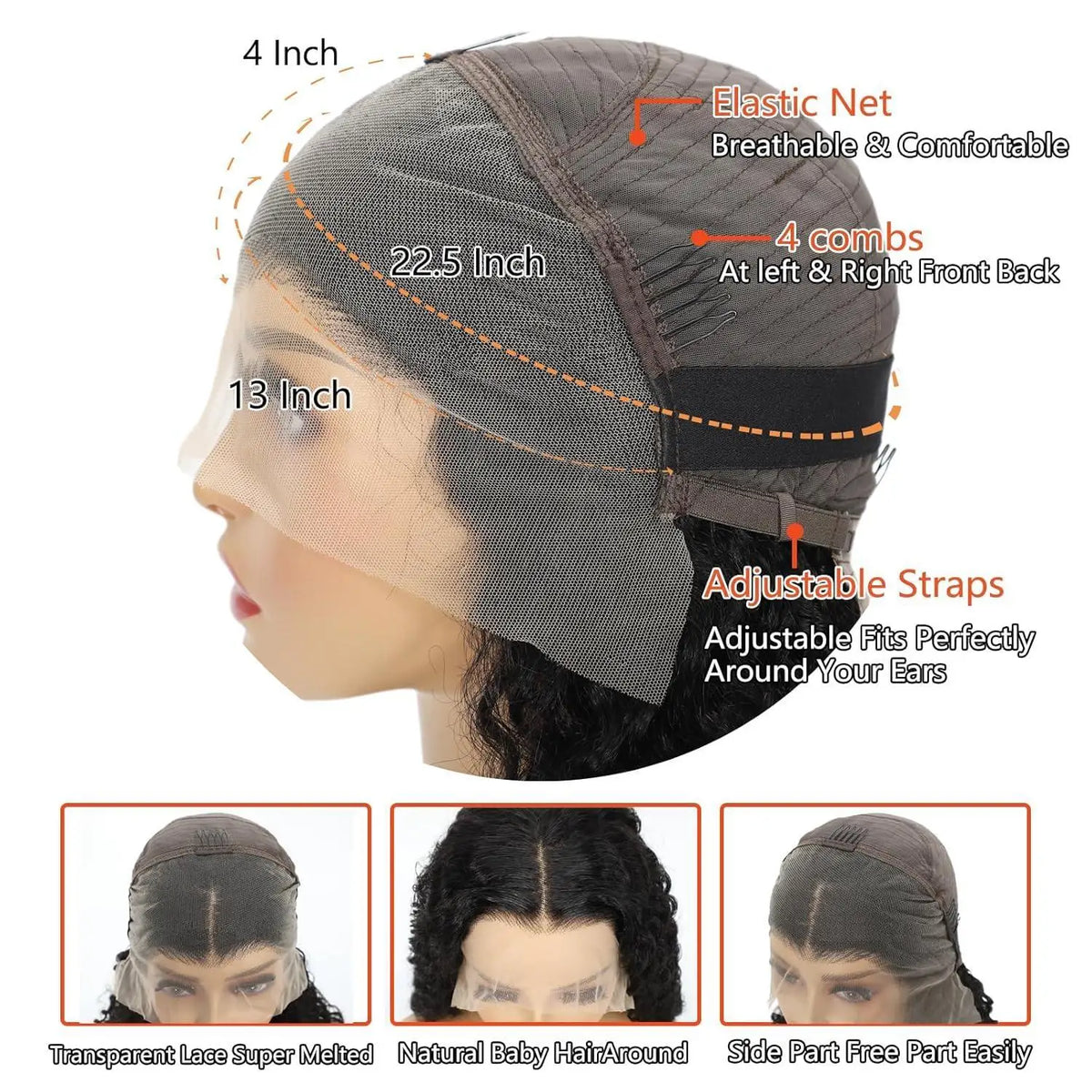Kinky Curly Short Bob Cut 13X4 HD Lace Frontal Human Hair Wig for Women Prepluck Hairline Bleached Knots Glueless Wigs