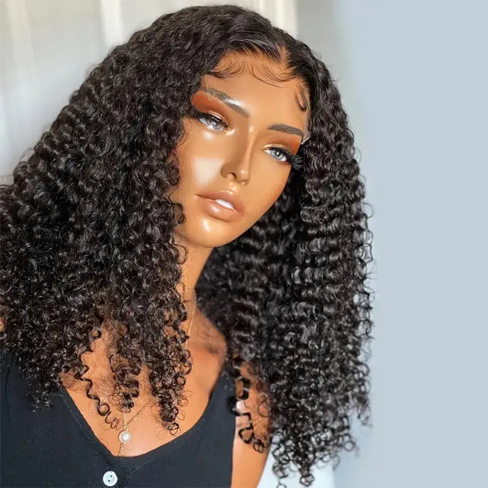 Kinky Curly Short Bob Cut 13X4 HD Lace Frontal Human Hair Wig for Women Prepluck Hairline Bleached Knots Glueless Wigs