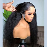 Kinky Straight 13X4 Lace Front Wig Glueless Yaki Straight HD Lace Frontal Wig Vietnamese Raw Curly Human Hair Wigs 5x5 HD Closure Waer And Go Glueless Wigs 250% Density On Clearance Sale