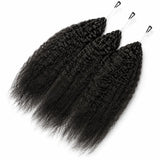 Kinky Straight Feather Crochet Human Hair Extensions Pre Separated Knotless Invisible Braiding Hair 100% Virgin Brazilian Human Hair Reusable 60g 50 Strands Natural Black Boho Braids For Women DIY Styling