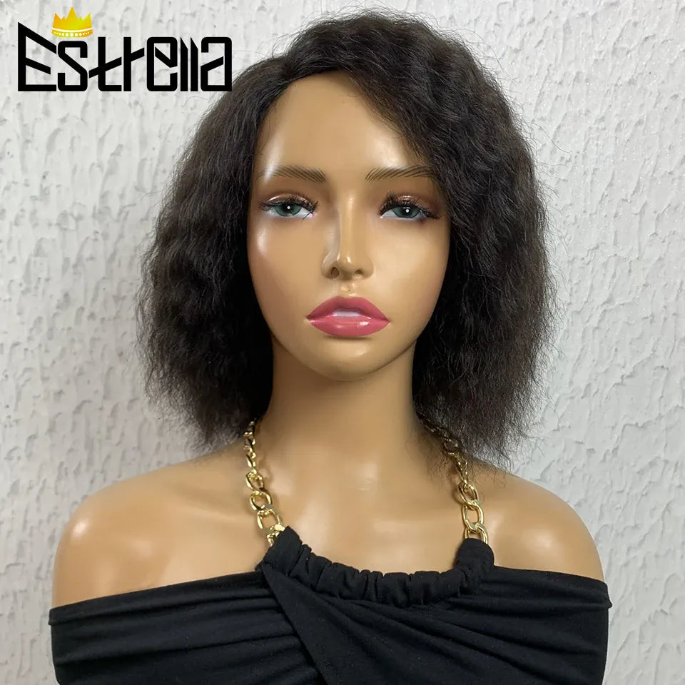 Kinky straight Human Hair Lace Frontal Wig Brazilian Side Part Lace Front Human Hair Wigs For Women Human Hair Natural Color