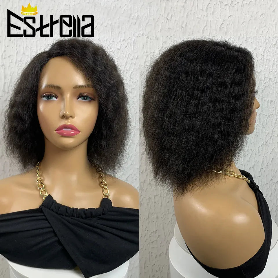 Kinky straight Human Hair Lace Frontal Wig Brazilian Side Part Lace Front Human Hair Wigs For Women Human Hair Natural Color