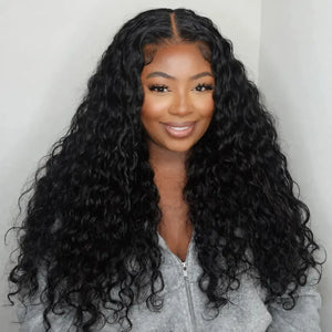 (Kleopatra) Water Wave Human Hair HD Lace Wig 7x5 or 13x4, Glueless Drawstring, Pre-Cut, Pre-Bleached, 150% Density