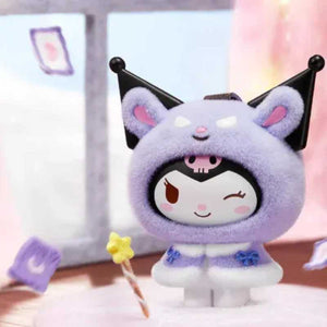 Kuromi Little Cape Series Blind Box Flocked Keychain, Face-Changing Collectible Bag Charm