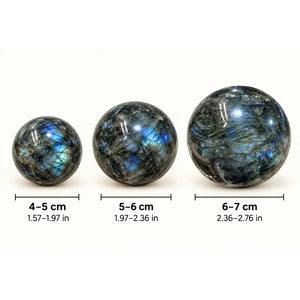 Labradorite Crystal Sphere with Blue Flash for Intuition, Protection & Spiritual Energy – Polished Meditation Decor Stone