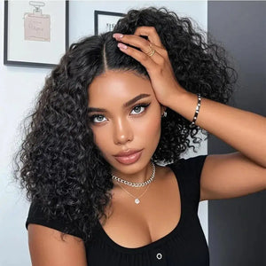 (Leto) Deep Wave Curly Bob Burmese Human Hair Wig 4x4 or 13x4 Transparent Lace