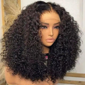 (Leto) Deep Wave Curly Bob Burmese Human Hair Wig 4x4 or 13x4 Transparent Lace