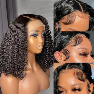 (Leto) Deep Wave Curly Bob Burmese Human Hair Wig 4x4 or 13x4 Transparent Lace