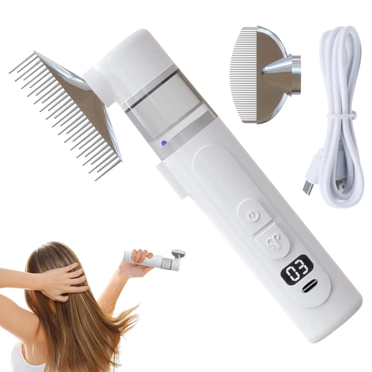 Portable electric lice comb for hair cleaning and grooming, USB rechargeable wireless design for kids and adults