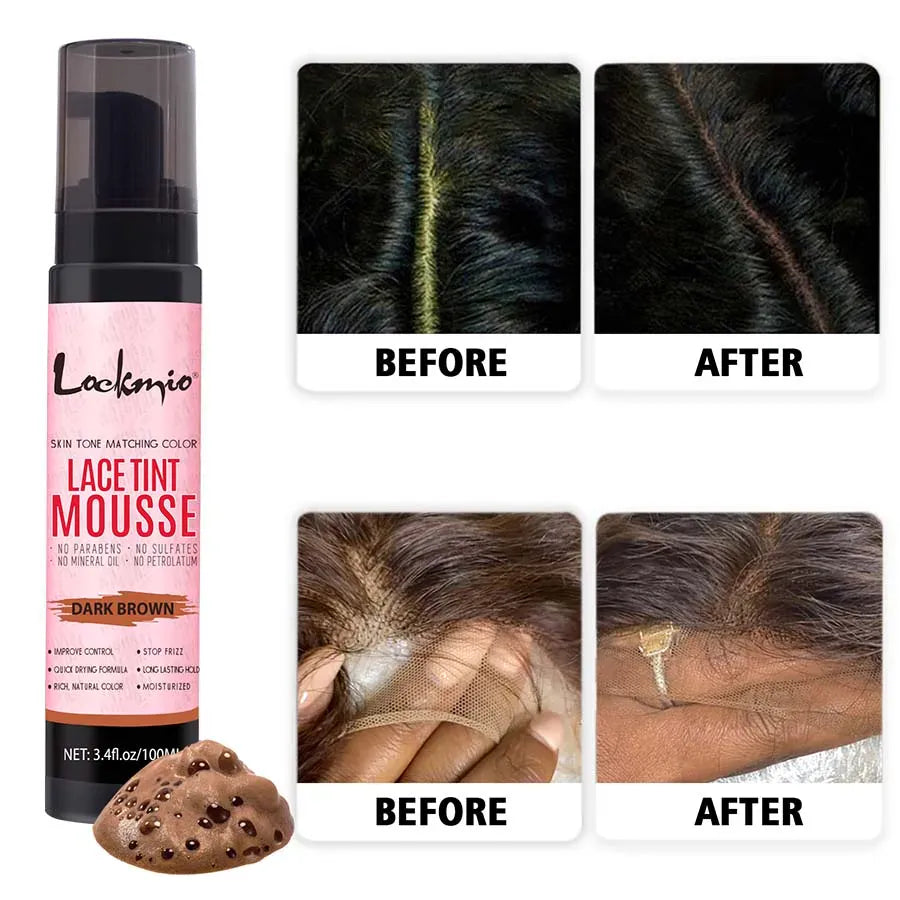 LOCKMIO Wig Installation Kit Frontal Melting Spray Quick-Drying Lace Tint Mousses Waterproof Hair Adhesive with Glue Remover Set