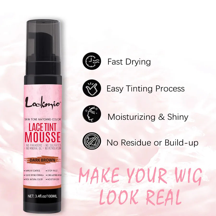 LOCKMIO Wig Installation Kit Frontal Melting Spray Quick-Drying Lace Tint Mousses Waterproof Hair Adhesive with Glue Remover Set