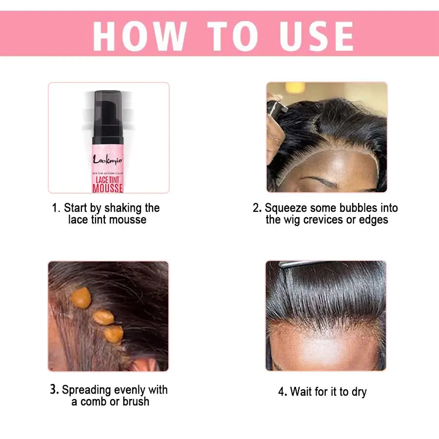 LOCKMIO Wig Installation Kit Frontal Melting Spray Quick-Drying Lace Tint Mousses Waterproof Hair Adhesive with Glue Remover Set