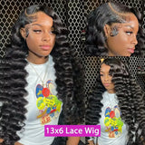 Loose Deep Wave Frontal Wig Human Hair 13x4 Curly Lace Front Wig Transparent HD Lace Water Wigs 180 Density Brazilian