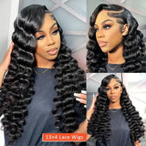 Loose Deep Wave Frontal Wig Human Hair 13x4 Curly Lace Front Wig Transparent HD Lace Water Wigs 180 Density Brazilian