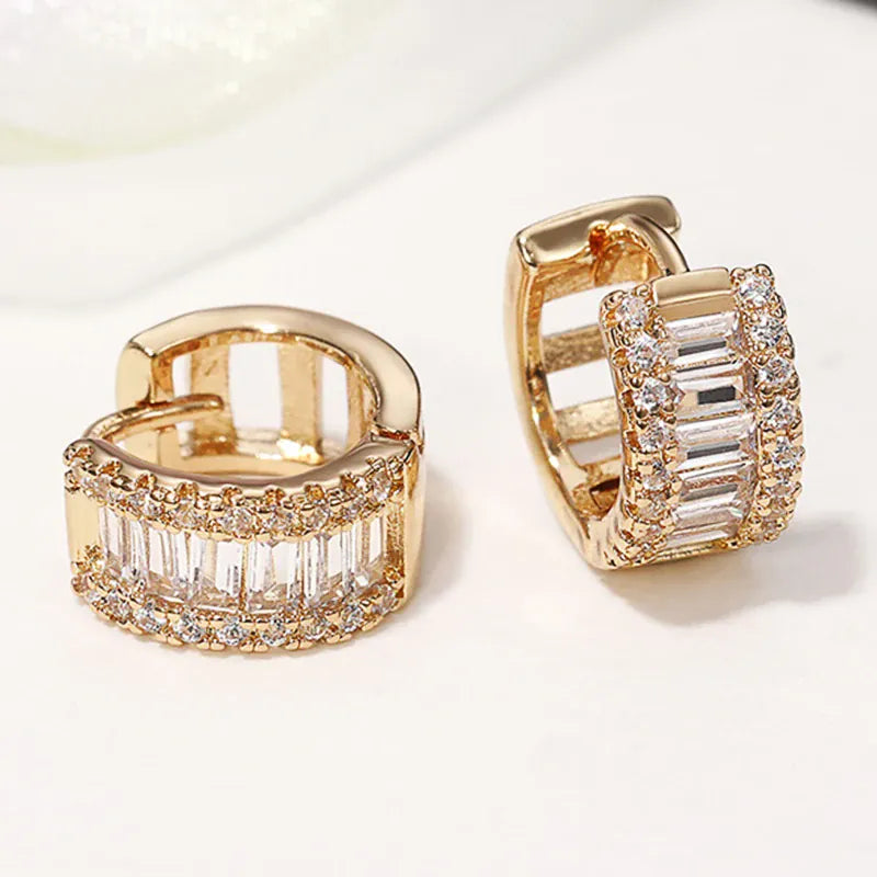 Luxe Baguette Crystal Huggie Earrings