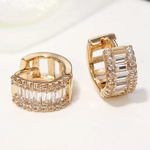 Luxe Baguette Crystal Huggie Earrings