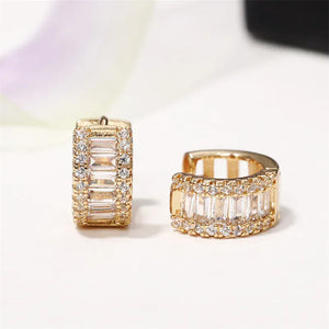 Luxe Baguette Crystal Huggie Earrings