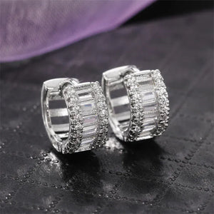 Luxe Baguette Crystal Huggie Earrings