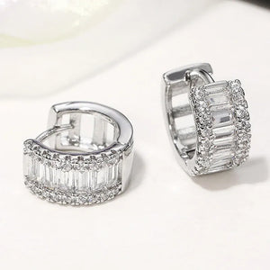 Luxe Baguette Crystal Huggie Earrings