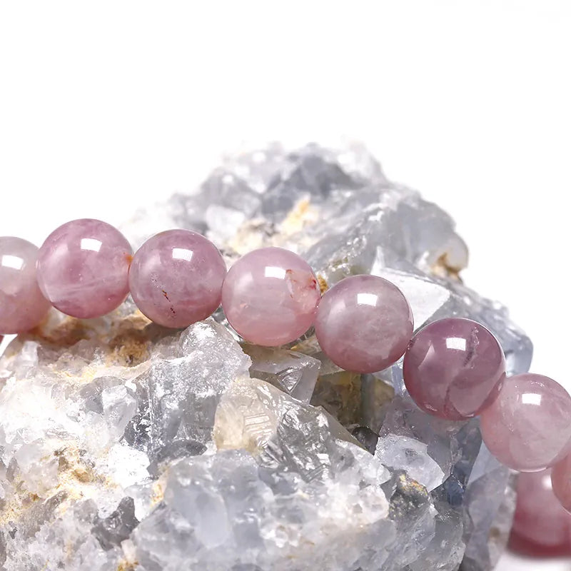 Madagascar Natural Rose Quartz Bead Bracelet Women Girls Fashion Stone Handmade Strength Yoga Healing Energy Jewelry Gift
