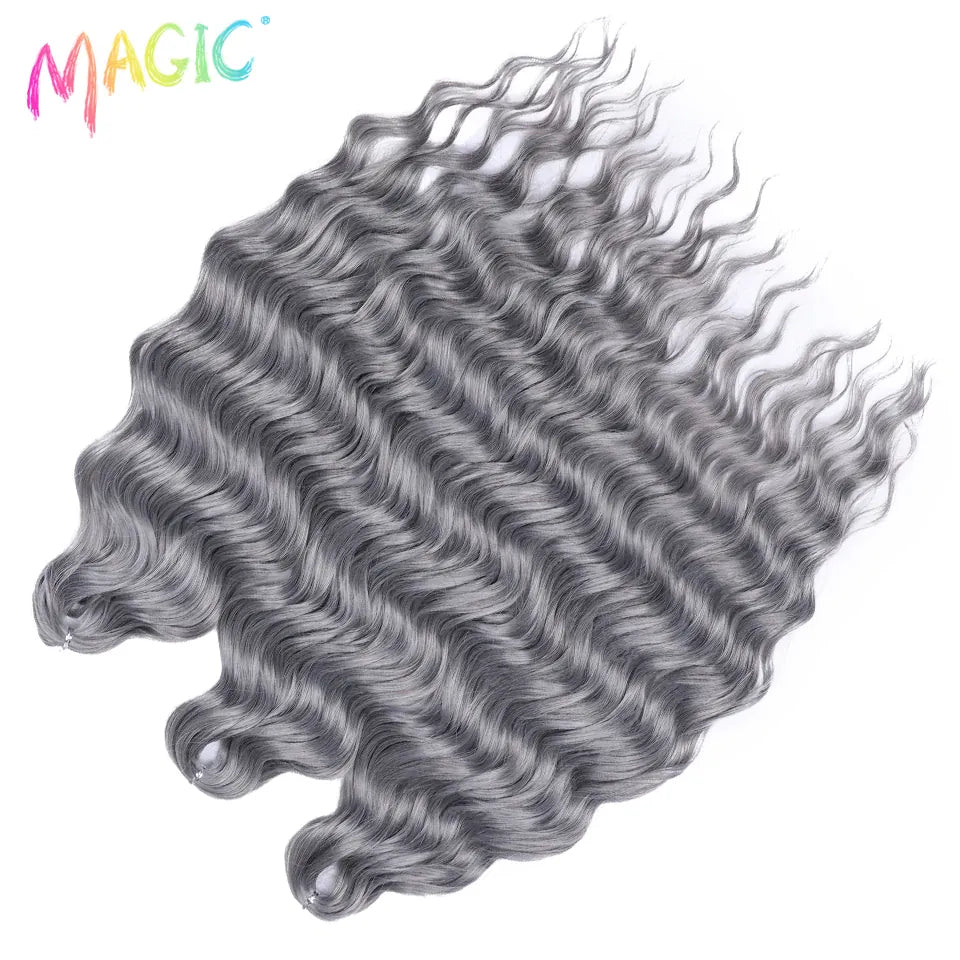 Magic 24Inch 3PCS Loose Wave Synthetic Crochet Hair Bundles Copper Red Heat Resistant Hair Extensions For Women Braiding Styling