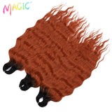 Magic 24Inch 3PCS Loose Wave Synthetic Crochet Hair Bundles Copper Red Heat Resistant Hair Extensions For Women Braiding Styling