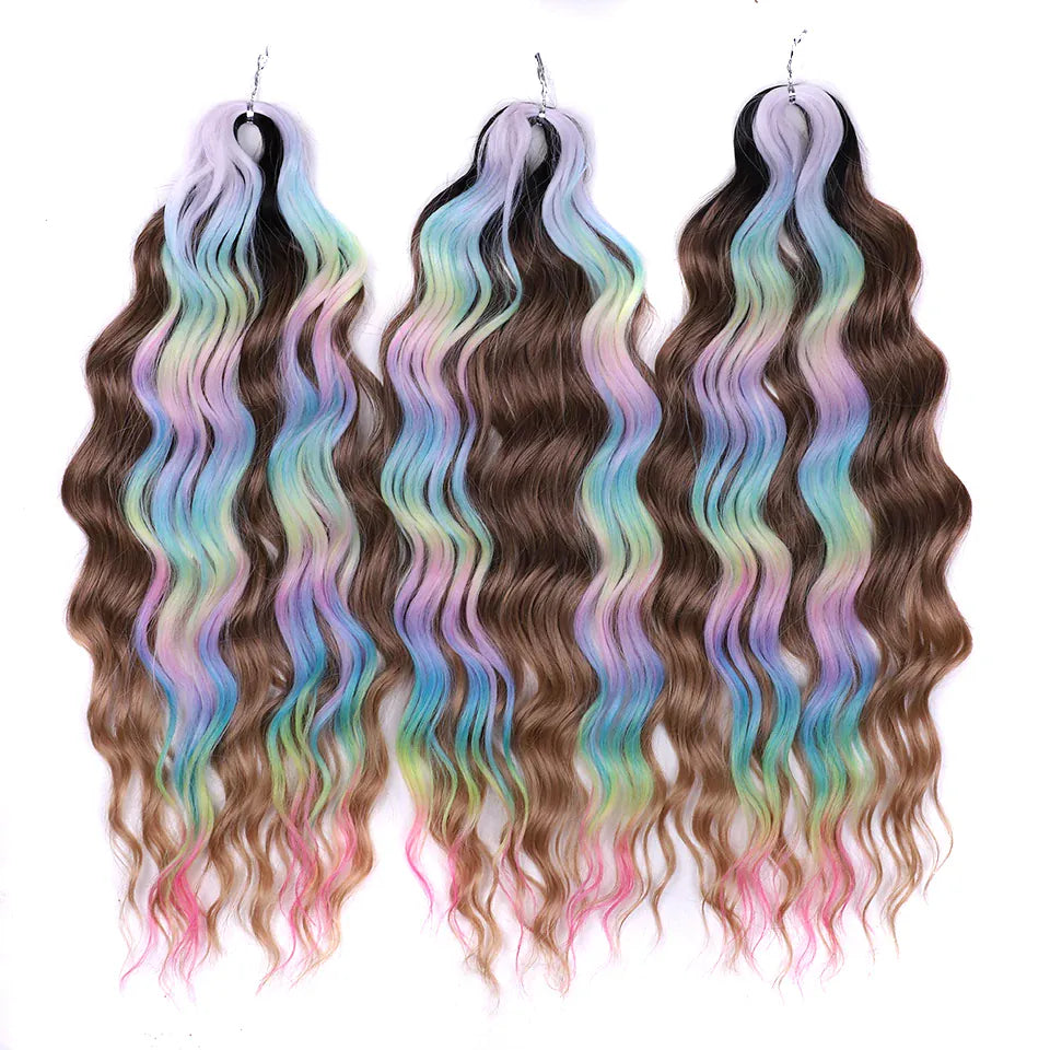 Magic 24Inch 3PCS Loose Wave Synthetic Crochet Hair Bundles Copper Red Heat Resistant Hair Extensions For Women Braiding Styling