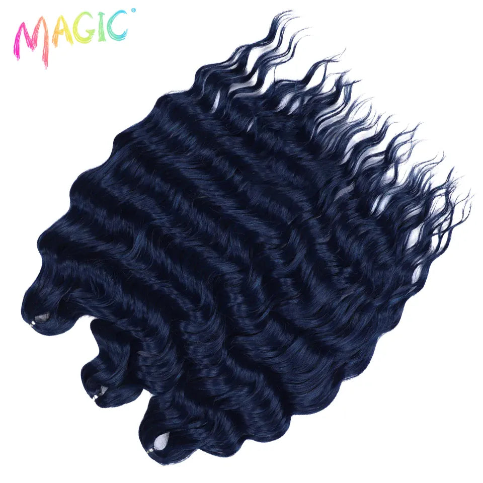 Magic 24Inch 3PCS Loose Wave Synthetic Crochet Hair Bundles Copper Red Heat Resistant Hair Extensions For Women Braiding Styling