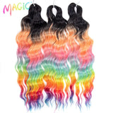 Magic 24Inch 3PCS Loose Wave Synthetic Crochet Hair Bundles Copper Red Heat Resistant Hair Extensions For Women Braiding Styling