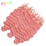 Magic 24Inch 3PCS Loose Wave Synthetic Crochet Hair Bundles Copper Red Heat Resistant Hair Extensions For Women Braiding Styling