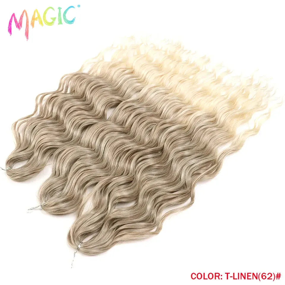 Magic 24Inch 3PCS Loose Wave Synthetic Crochet Hair Bundles Copper Red Heat Resistant Hair Extensions For Women Braiding Styling